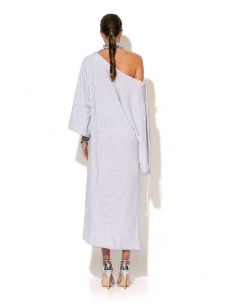 Long Sweatshirt Dress With Print And Stones