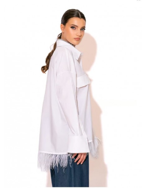 Poplin Shirt With Feathers