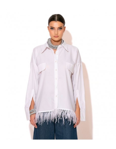 Poplin Shirt With Feathers