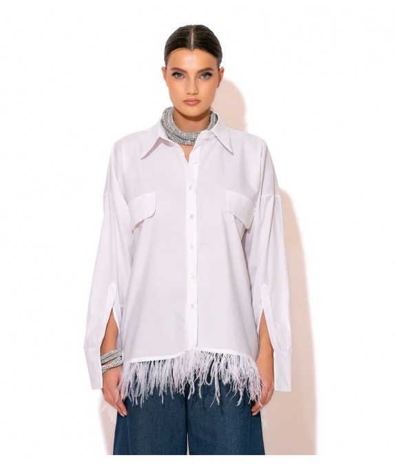 Poplin Shirt With Feathers