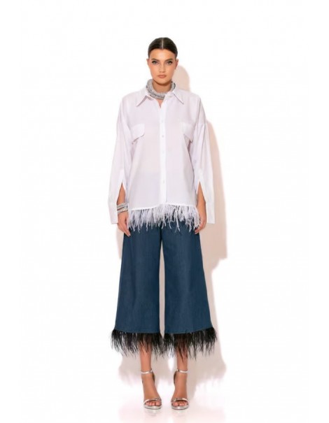 Poplin Shirt With Feathers