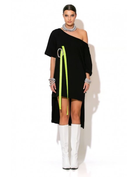 Asymmetrical Sweatshirt Dress With Stones