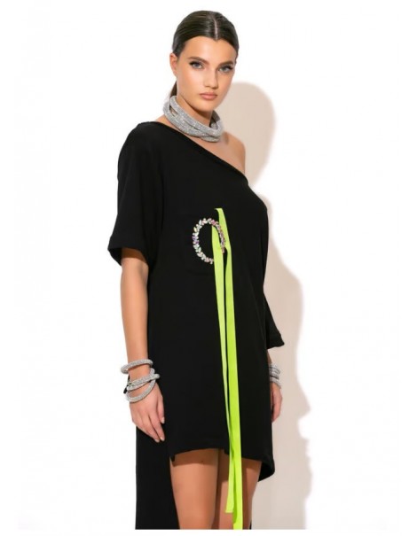 Asymmetrical Sweatshirt Dress With Stones