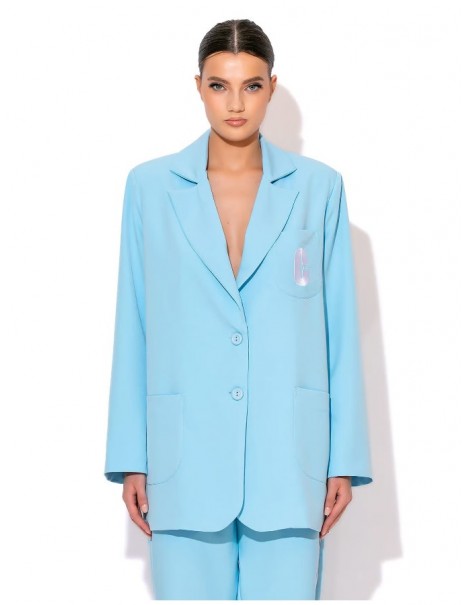 Crepe Jacket With Stripe And Embroidery - White