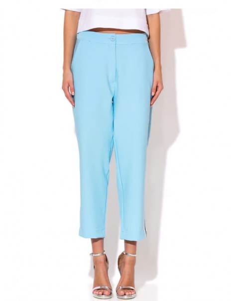 Crepe Wide Leg Pants With Stripe