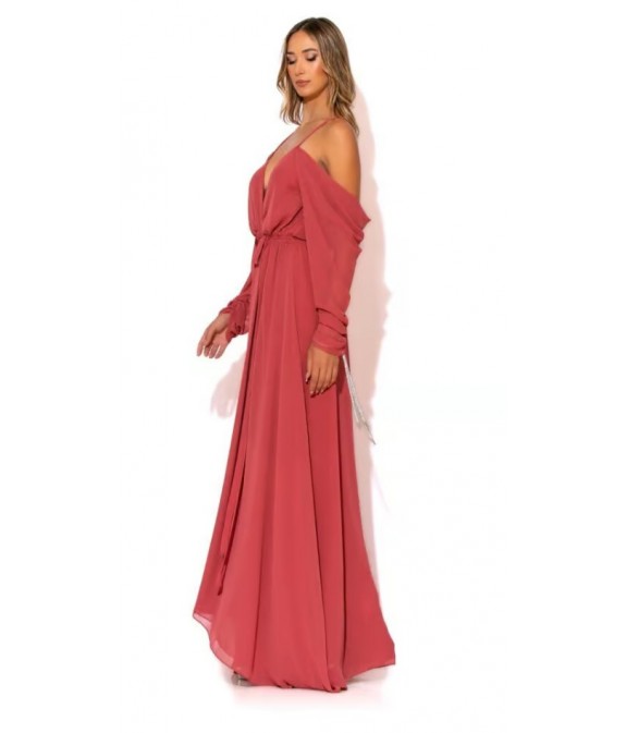 Extra maxi Dress with draped sleeves