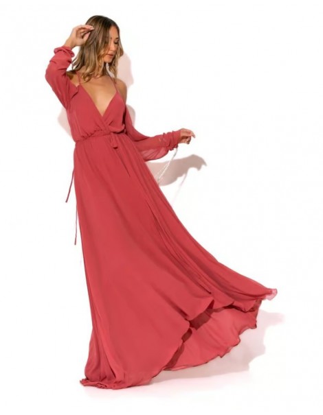 Extra maxi Dress with draped sleeves