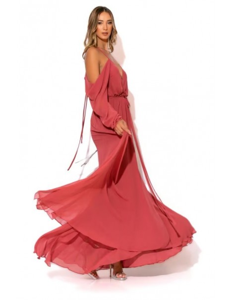 Extra maxi Dress with draped sleeves