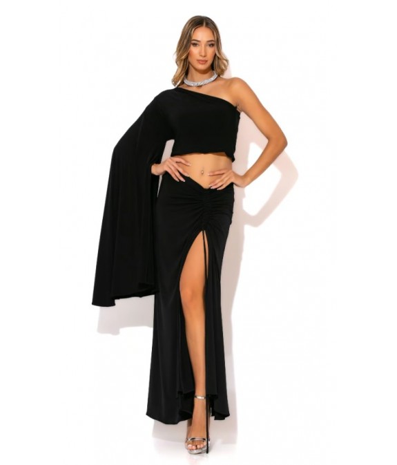 Long jersey skirt with soura in front