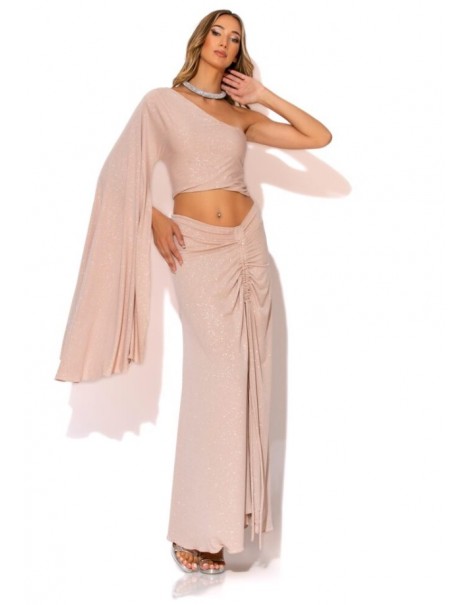 Long lurex skirt with a front sash