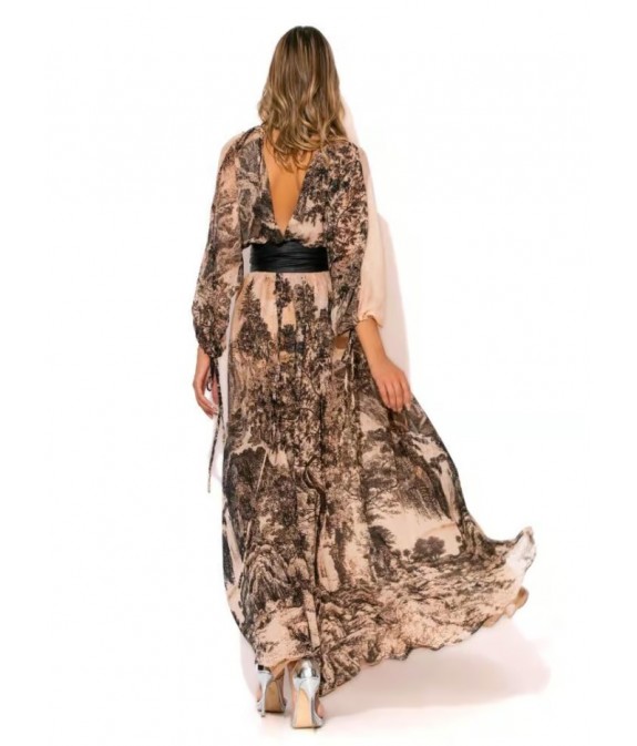 Printed Long dress with belt