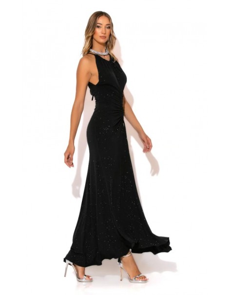 Long Lurex Dress With Lace Front