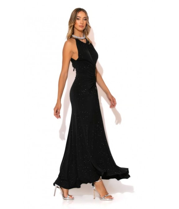 Long Lurex Dress With Lace Front