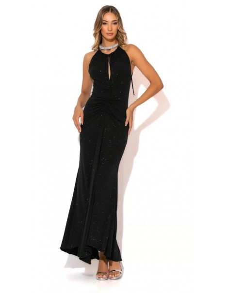 Long Lurex Dress With Lace Front