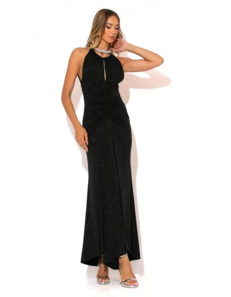 Long Lurex Dress With Lace Front