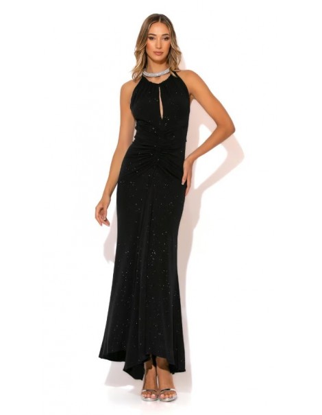 Long Lurex Dress With Lace Front