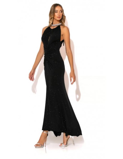 Long Lurex Dress With Lace Front