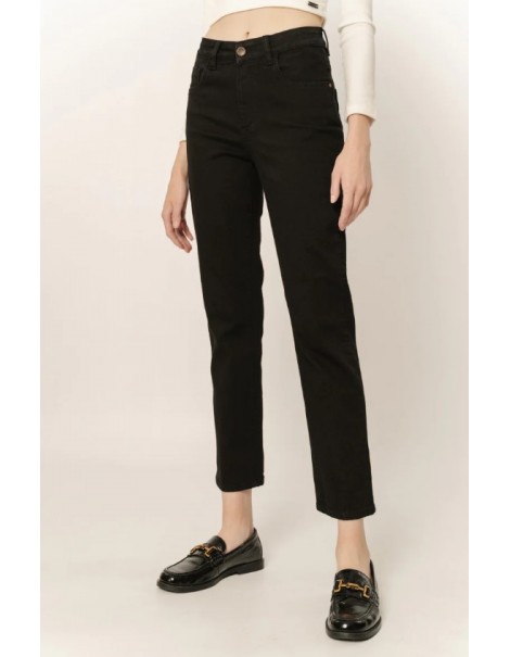 Marianne Black Women's High Waist Straight Black Jeans - Black