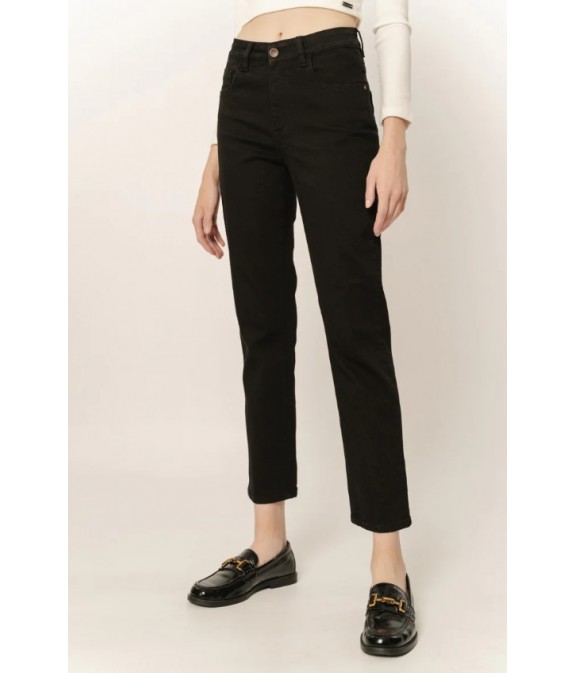 Marianne Black Women's High Waist Straight Black Jeans - Black