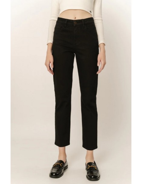 Marianne Black Women's High Waist Straight Black Jeans - Black