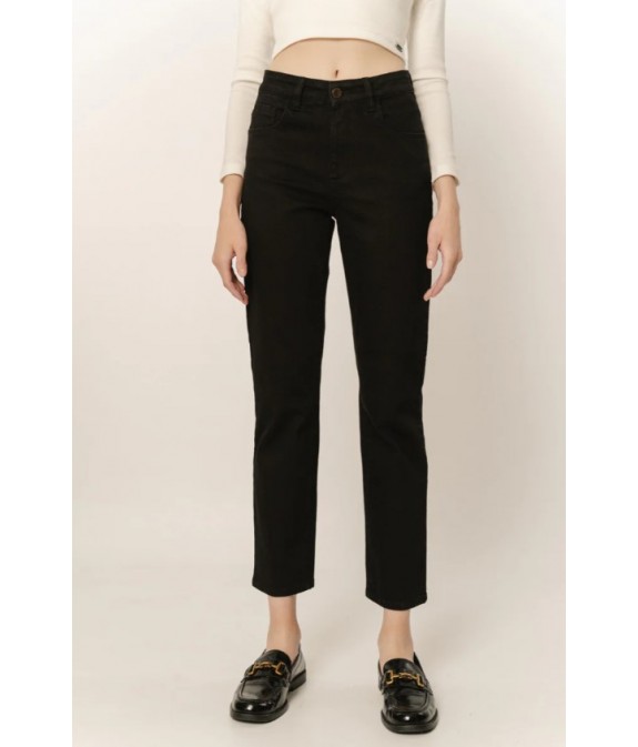 Marianne Black Women's High Waist Straight Black Jeans