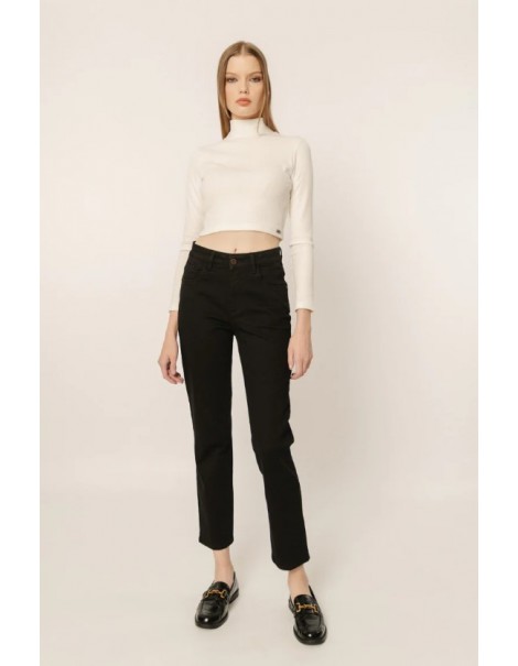 Marianne Black Women's High Waist Straight Black Jeans