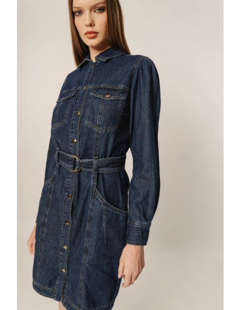 Anna Fitted Denim Mini Dress