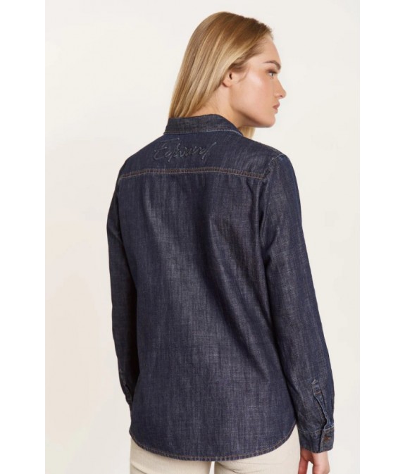 Carmina Women's Mid-Rise Denim Shirt with Back Logo