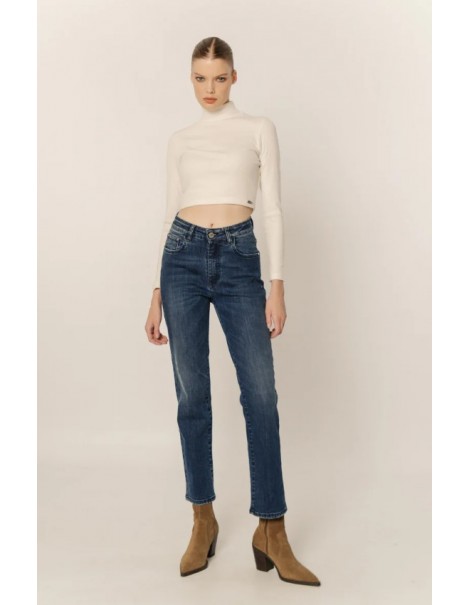 Mellitta Women's High Waisted Bell Bottom Jeans - Μπλέ Σκούρο