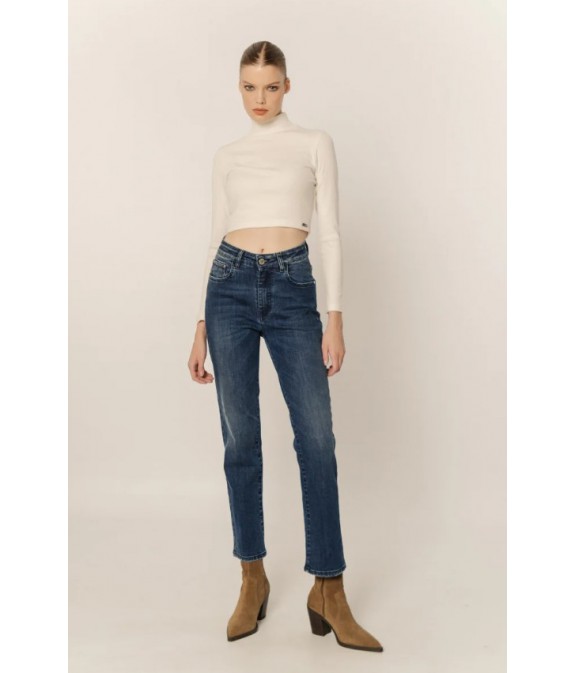 Mellitta Women's High Waisted Bell Bottom Jeans - Μπλέ Σκούρο