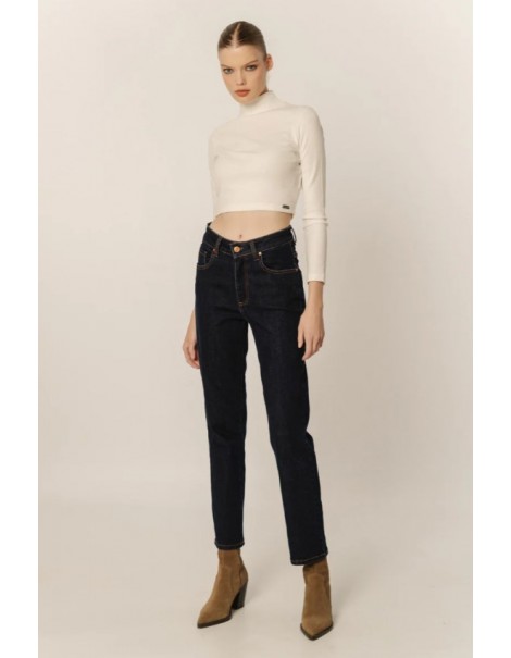 Marianne-R Women's High Waist Straight Jeans - Μπλέ Σκούρο