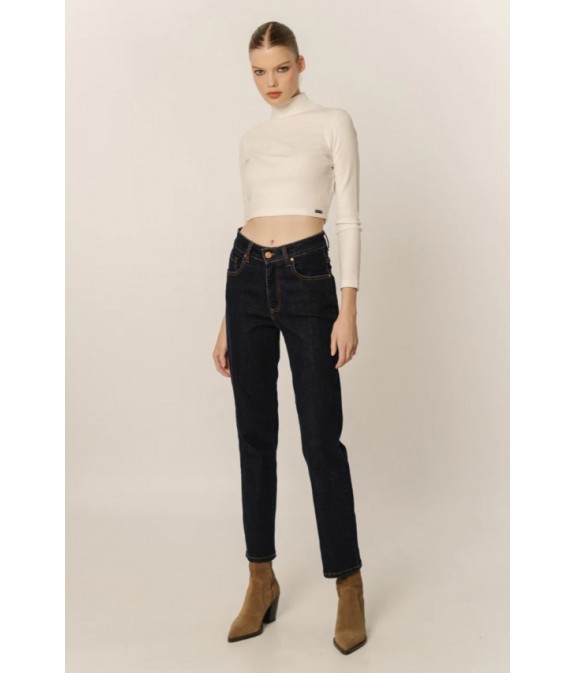 Marianne-R Women's High Waist Straight Jeans - Μπλέ Σκούρο