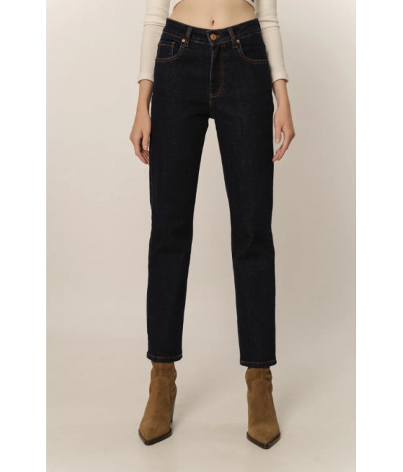 Marianne-R Women's High Waist Straight Jeans - Μπλέ Σκούρο