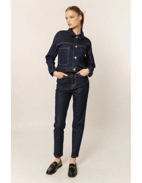 Luisiana Women's Cigarette Jeans - Μπλέ Σκούρο