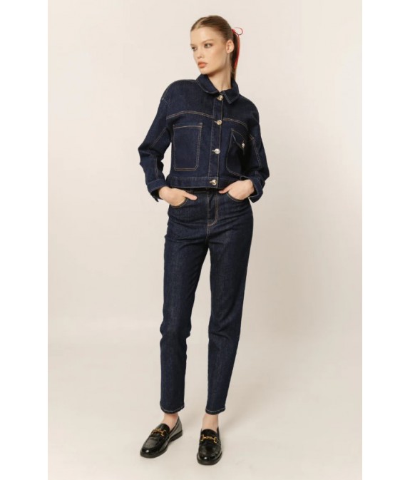 Luisiana Women's Cigarette Jeans - Μπλέ Σκούρο