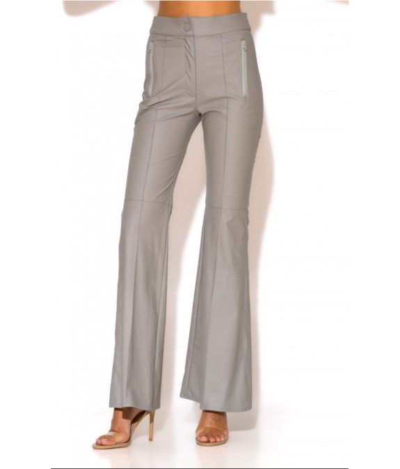 High-waisted Bell-bottomed Leather Pants