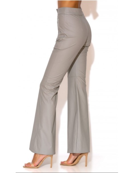 High-waisted Bell-bottomed Leather Pants