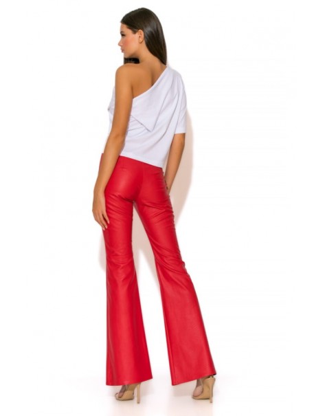 High-waisted Bell-bottomed Leather Pants