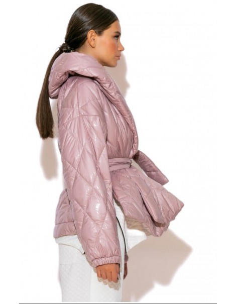 Puffer Jacket with Belt and Hood